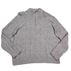 Qi New York Sweater Mens Gray 1/4 Quarter Zip Wool Blend Knit Pullover 2XL